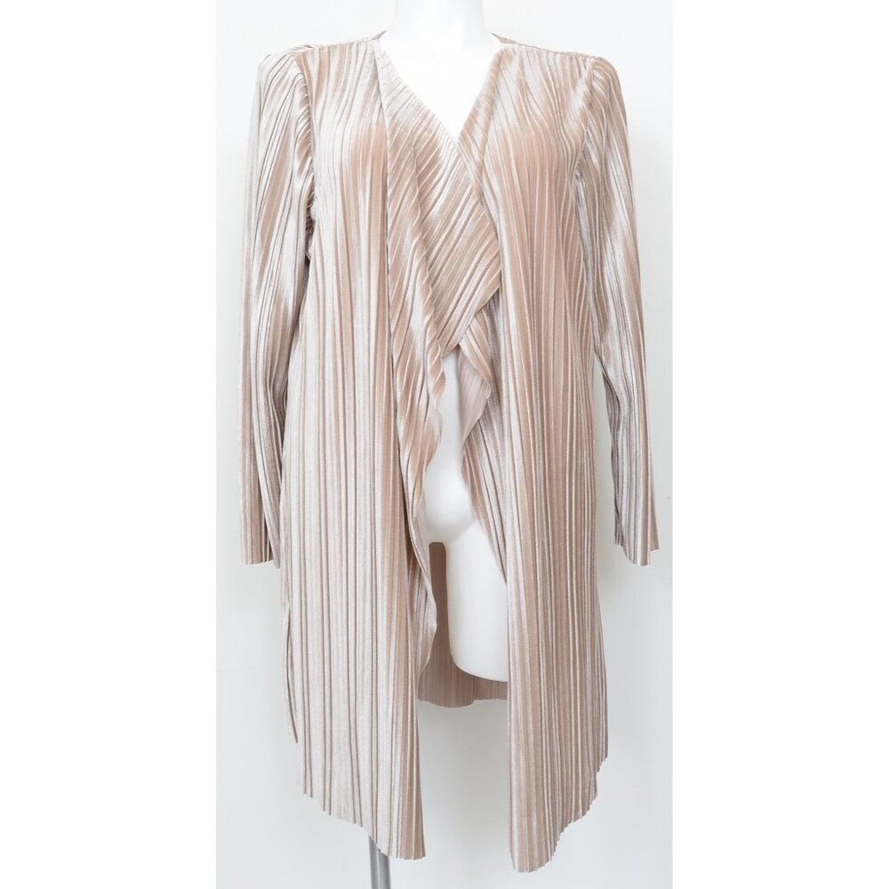 Chico's PLUS Size 3 16/18‎ Velour Velvet Long Open Front Tunic Cardigan Holiday
